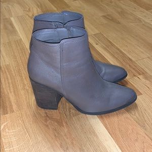Gray Block Heel Booties